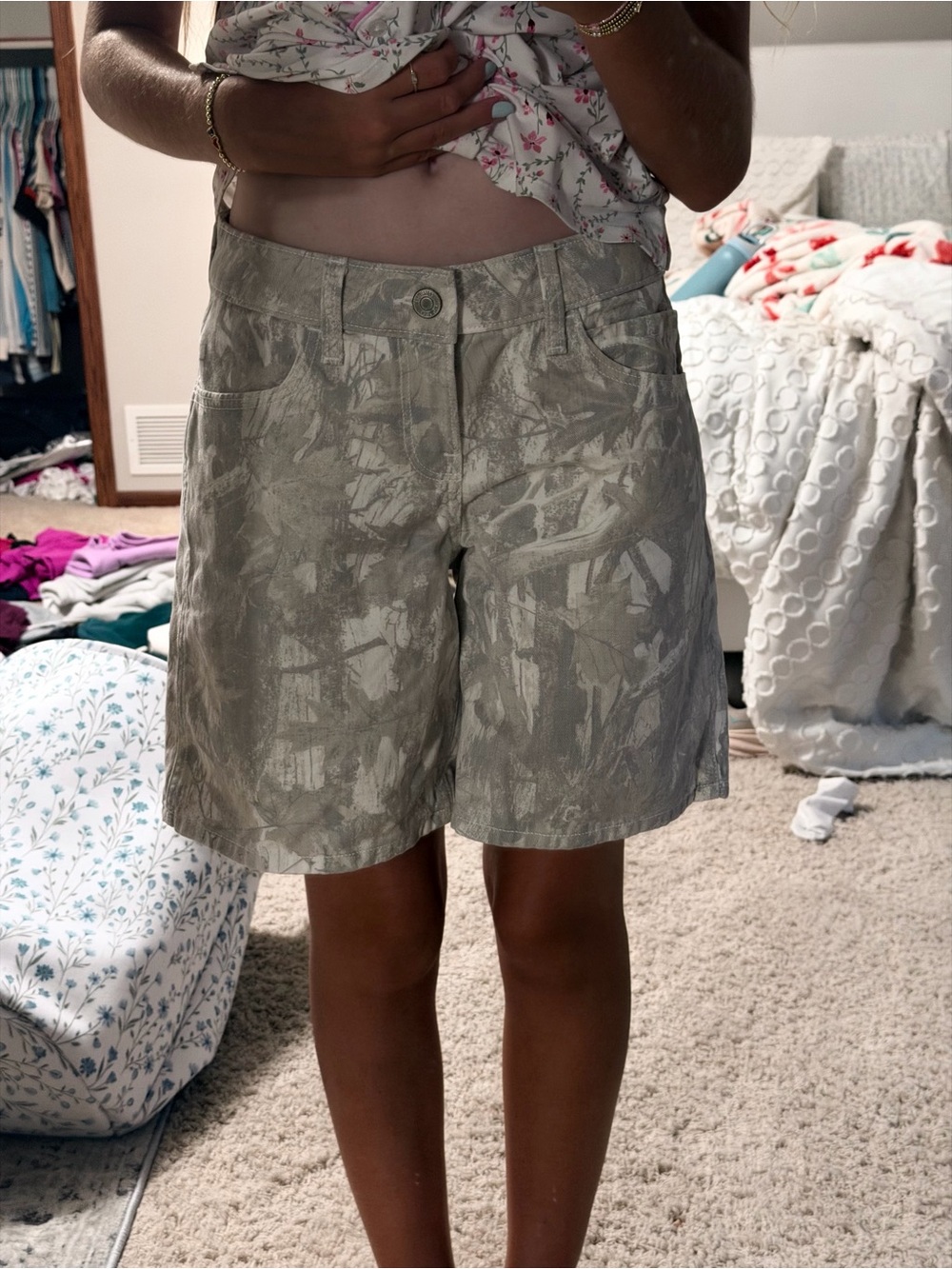 Hollister Olive Khaki Printed Bermuda Shorts